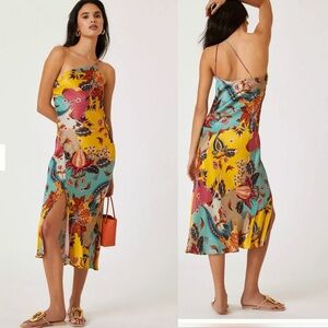 Anthropologie bl-nk slip Floral Midi Dress size 6